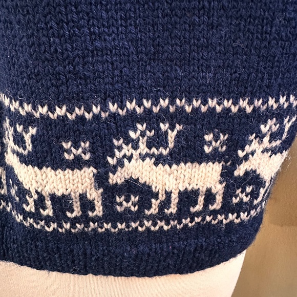 Hand Knit Norwegian Sweater in Navy & White  from O Allers Bergen, Norway - M-L - Picture 5 of 11